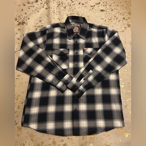 DIXXON Men's Navy and White Plaid Shirt
THE NAVY